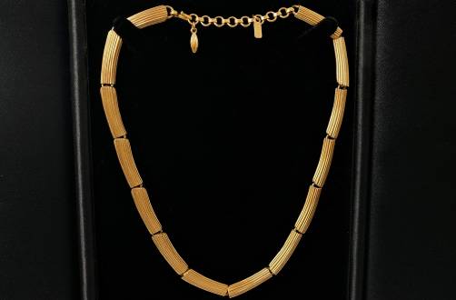 Monet Modernist gold plated gilt necklace 1950`s ca, American